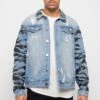Tiger Striped Sleeve Denim Jacket