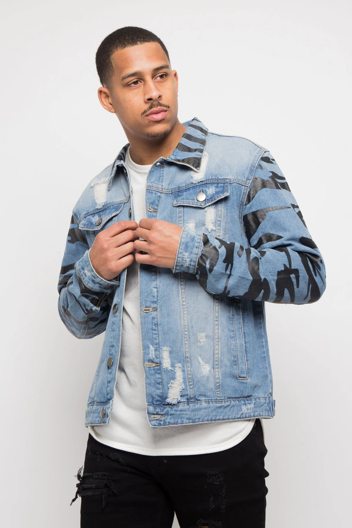 Tiger Striped Sleeve Denim Jacket 4 Tiger Striped Sleeve Denim Jacket - Image 2