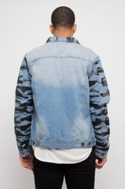 Tiger Striped Sleeve Denim Jacket 9 Tiger Striped Sleeve Denim Jacket -Victorious DK158 IND 3