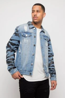 Tiger Striped Sleeve Denim Jacket 10 Tiger Striped Sleeve Denim Jacket -Victorious DK158 IND 4
