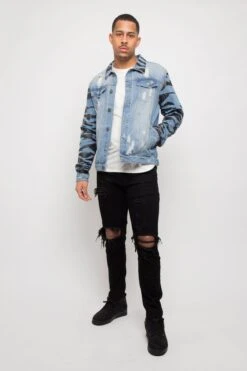 Tiger Striped Sleeve Denim Jacket 11 Tiger Striped Sleeve Denim Jacket -Victorious DK158 IND 5