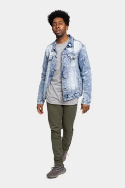 Acid Bleached Distressed Denim Jacket -Victorious DK179 BLU 5