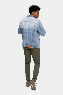 Acid Bleached Distressed Denim Jacket -Victorious DK179 BLU 6
