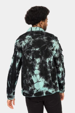 Distressed Tie Dye Denim Jacket -Victorious DK185 TEL 3