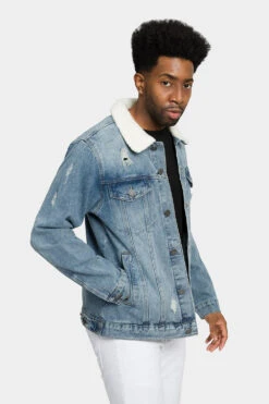 Distressed Sherpa Denim Jacket -Victorious DK193 IND 4