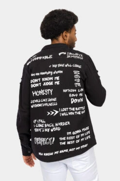 Who I Am Button Down Denim Shirt Jacket -Victorious DK195 BLK 3