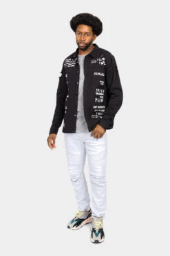 Who I Am Button Down Denim Shirt Jacket -Victorious DK195 BLK 5