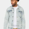 Faded Paisely Print Denim Jacket -Victorious DK202 LTI 1