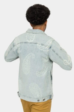 Faded Paisely Print Denim Jacket 9 Faded Paisely Print Denim Jacket -Victorious DK202 LTI 3