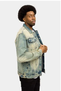 Distressed Lion Print Denim Jacket -Victorious DK211 DSR 4