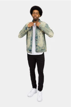 Distressed Lion Print Denim Jacket -Victorious DK211 DSR 5