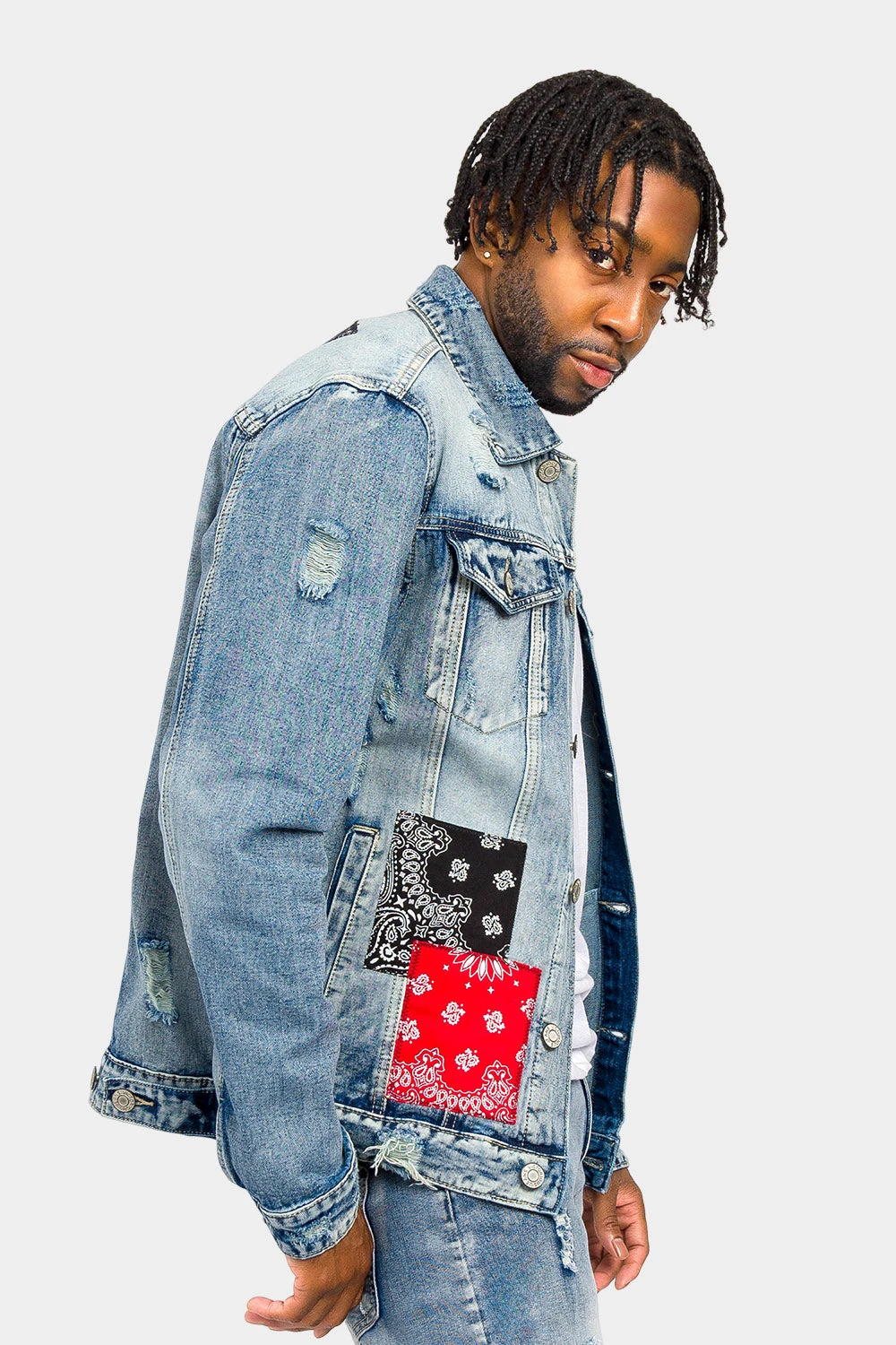 Bandana Paisley Patch Denim Jacket 6 Bandana Paisley Patch Denim Jacket - Image 4