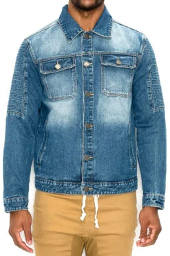 Biker Washed Denim Jacket -Victorious DK232 IND 1