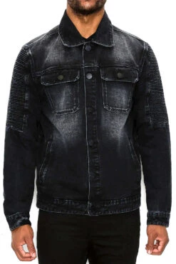 Biker Washed Denim Jacket -Victorious DK232 JBK 1