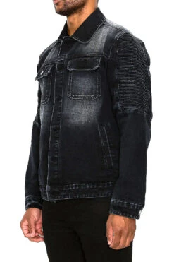 Biker Washed Denim Jacket -Victorious DK232 JBK 2