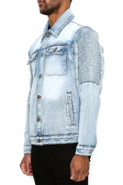 Biker Washed Denim Jacket -Victorious DK232 LTI 3