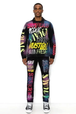 Air Brushed Graffiti Denim Jacket -Victorious DK240 BLK 4