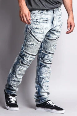 Biker Distressed Washed Slim Jeans -Victorious DL1010 ICE 4