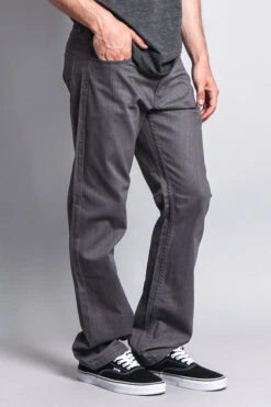 Men's Straight Fit Colored Denim Jeans (Charcoal) -Victorious DL105 CHC 4