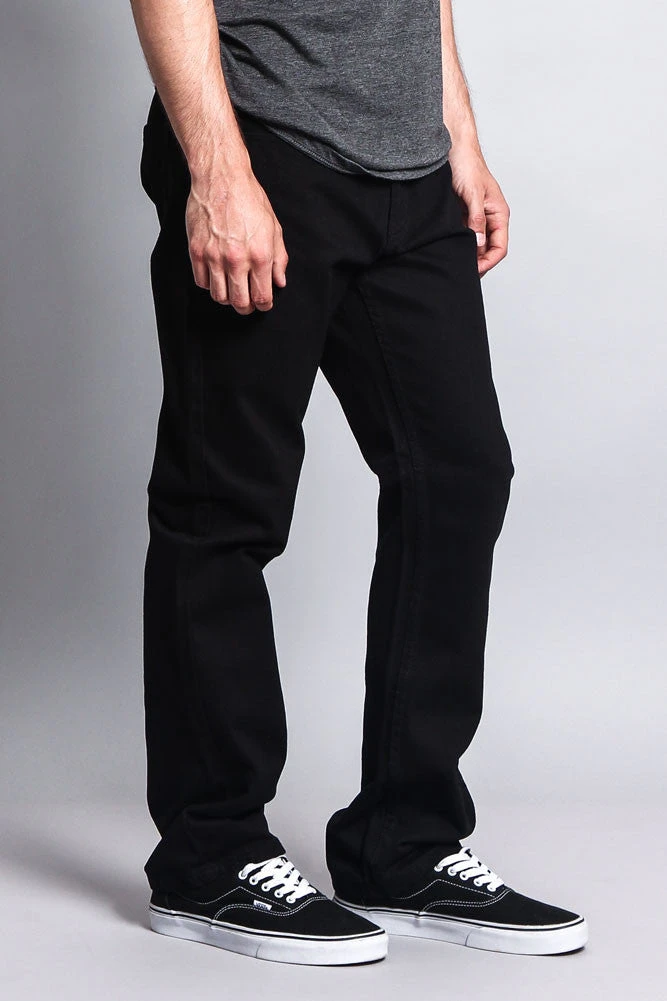 Men's Straight Fit Colored Denim Jeans (Jet Black) 6 Men's Straight Fit Colored Denim Jeans (Jet Black) - Image 4