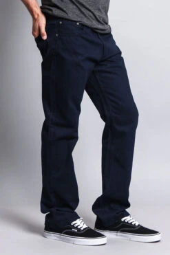 Men's Straight Fit Colored Denim Jeans (Navy) -Victorious DL105 NVY 4