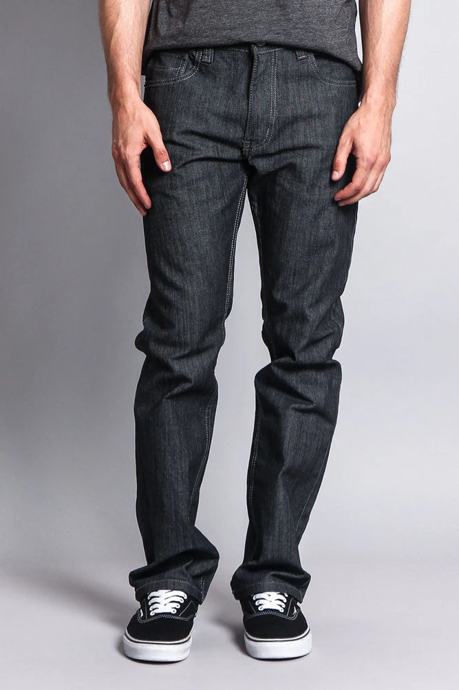 Men's Straight Fit Raw Denim Jeans (Raw Grey) 3 Men's Straight Fit Raw Denim Jeans (Raw Grey)