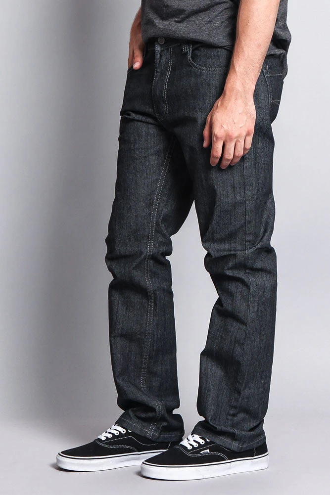 Men's Straight Fit Raw Denim Jeans (Raw Grey) 4 Men's Straight Fit Raw Denim Jeans (Raw Grey) - Image 2