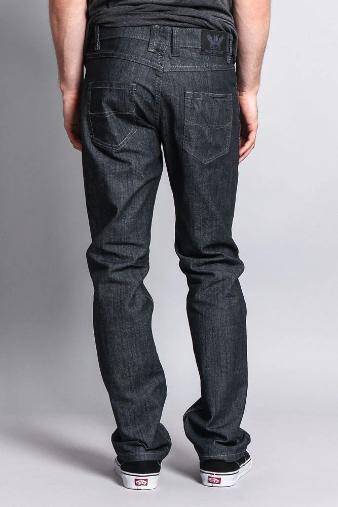Men's Straight Fit Raw Denim Jeans (Raw Grey) 5 Men's Straight Fit Raw Denim Jeans (Raw Grey) - Image 3
