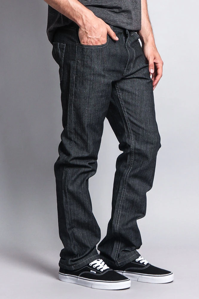 Men's Straight Fit Raw Denim Jeans (Raw Grey) 6 Men's Straight Fit Raw Denim Jeans (Raw Grey) - Image 4