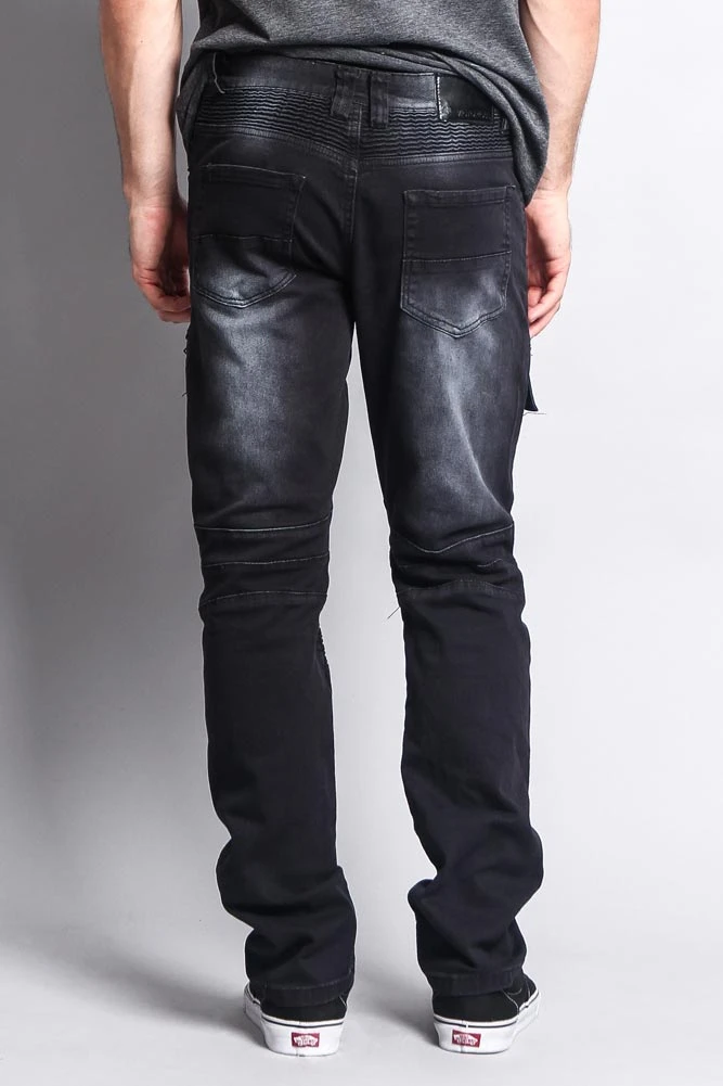 Faded Zipper Cut Cargo Pocket Biker Jeans 7 Faded Zipper Cut Cargo Pocket Biker Jeans - Image 5