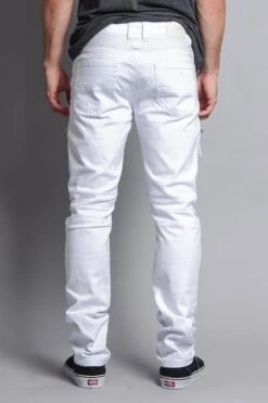 Faded Zipper Cut Cargo Pocket Biker Jeans 29 Faded Zipper Cut Cargo Pocket Biker Jeans -Victorious DL1058 WHT 3
