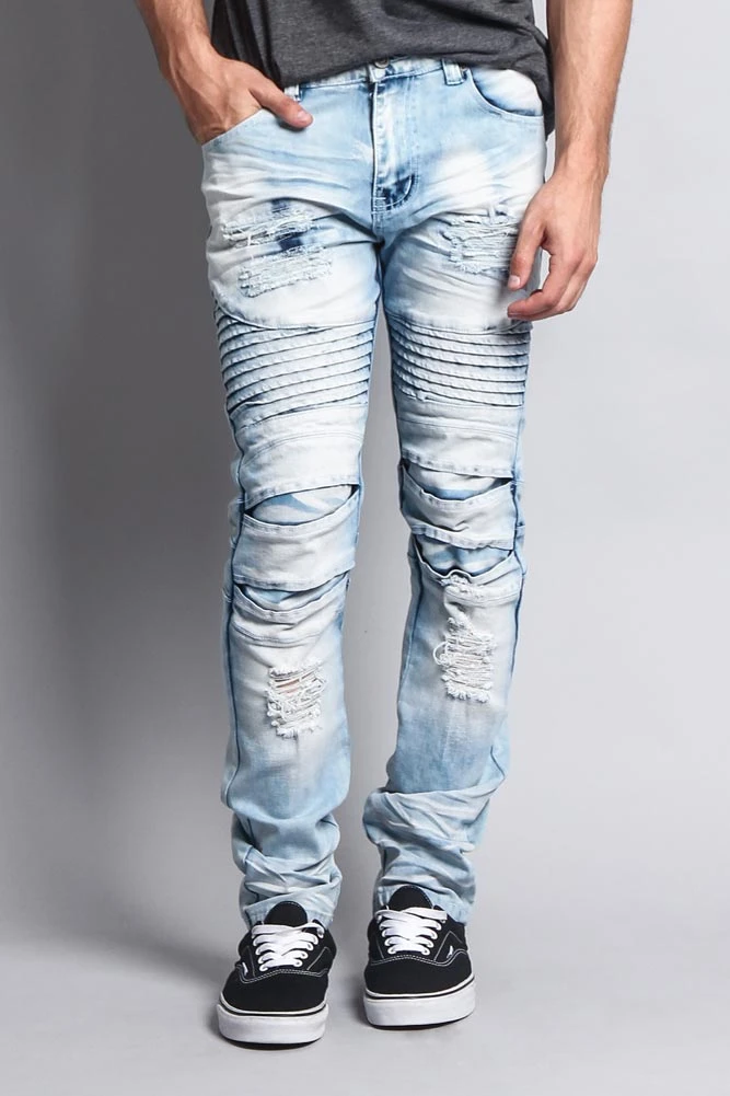 Heavy Dye Biker Denim Jeans 3 Heavy Dye Biker Denim Jeans