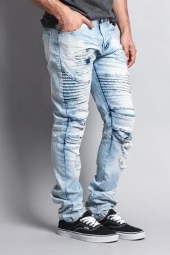 Heavy Dye Biker Denim Jeans 16 Heavy Dye Biker Denim Jeans -Victorious DL1081 ICE 4