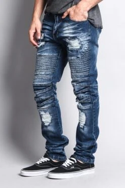 Heavy Dye Biker Denim Jeans 18 Heavy Dye Biker Denim Jeans -Victorious DL1081 IND 2