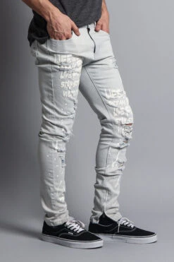 Scribbled Bleach Washed Jeans -Victorious DL1103 BLE 3