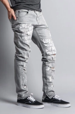 Scribbled Bleach Washed Jeans -Victorious DL1103 IBK 3