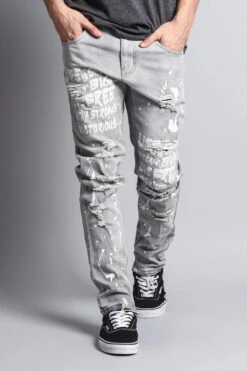 Scribbled Bleach Washed Jeans -Victorious DL1103 IBK 5