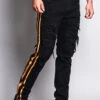 Men's Distressed Double Striped Skinny Jeans