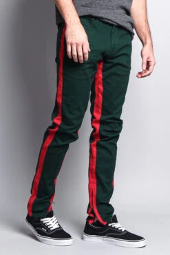 Track Style Zippered Skinny Jean With Accent Band -Victorious DL1164 GRN 4