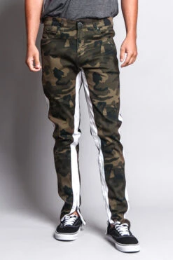 Men's Double Taped Track Style Camo Pants -Victorious DL1167 CMW 1