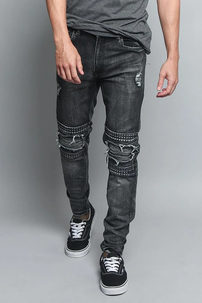 Studded Biker Denim Jeans 7 Studded Biker Denim Jeans - Image 5