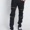 Distressed Zipper Denim Jeans -Victorious DL1204 BLK 1
