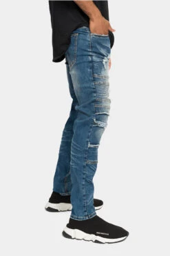 Distressed Stacked Biker Denim Jeans -Victorious DL1239 DPS 4