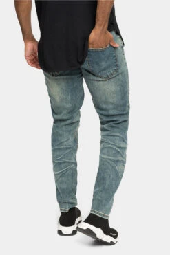 Distressed Stacked Biker Denim Jeans -Victorious DL1239 SAH 3