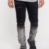 Distressed Dip Dyed Denim Jeans 2 Distressed Dip Dyed Denim Jeans -Victorious DL1257 BLK 1