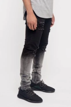 Distressed Dip Dyed Denim Jeans 13 Distressed Dip Dyed Denim Jeans -Victorious DL1257 BLK 4