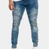 Distressed Stitch Stacked Moto Biker Jeans -Victorious DL1340 IND 1