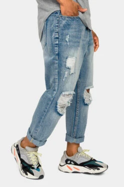 Distressed Cropped Denim Jeans -Victorious DL1354 IND 4