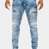 Faded Stacked Biker Denim Jeans 2 Faded Stacked Biker Denim Jeans -Victorious DL1359 IND 1