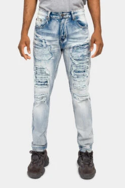 Distressed Ripped And Patched Jeans